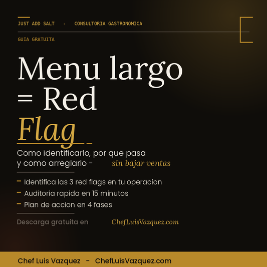 Guía Gratis: Menú Largo = Red Flag - Cómo identificarlo, por qué pasa y cómo arreglarlo sin bajar ventas